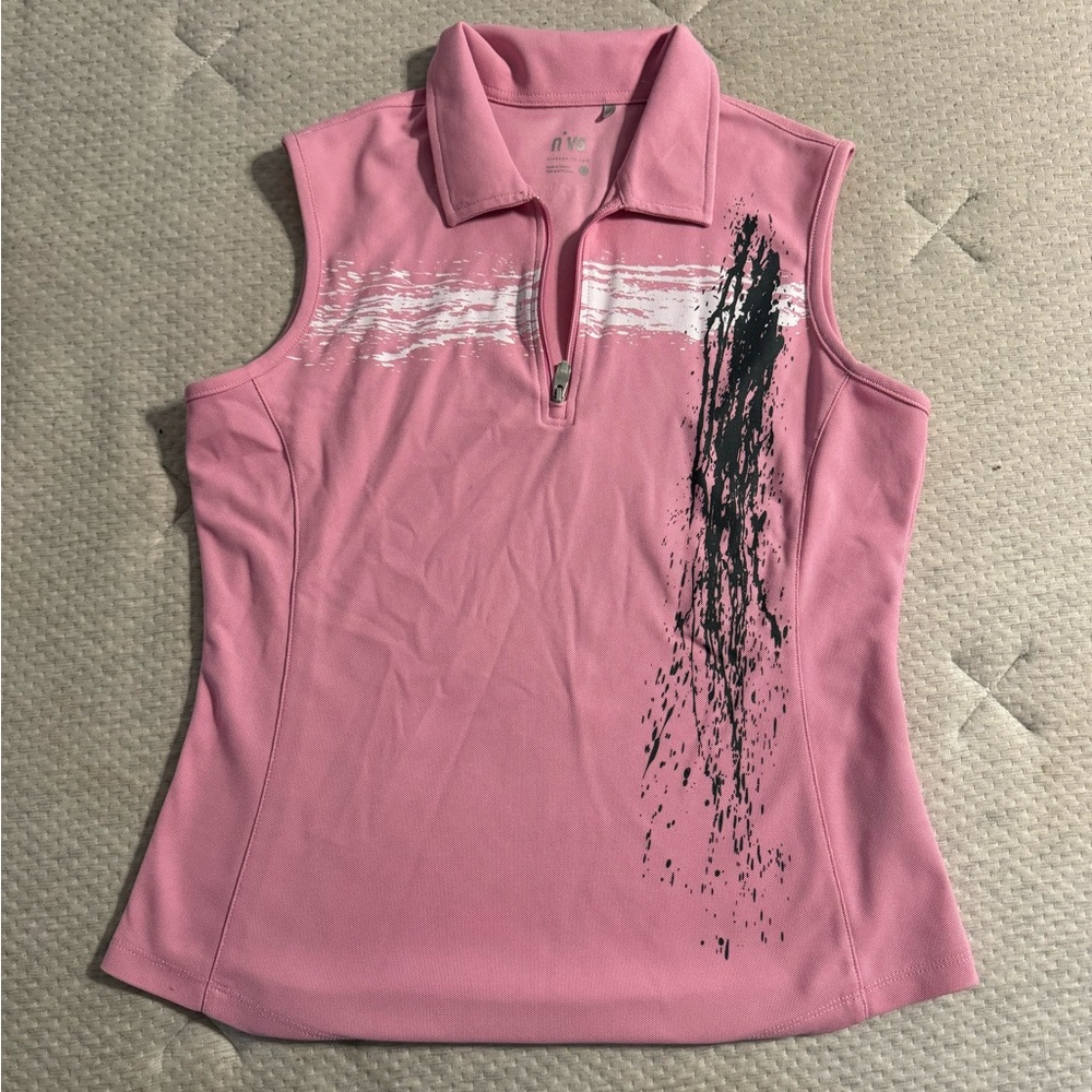 Pink Sleeveless Top with Artistic Design